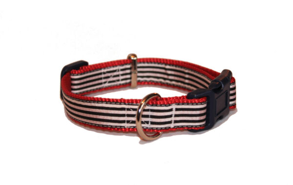 Red and Black Racing Stripes Dog Collar by Arton & Co