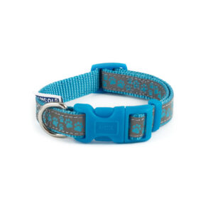 Ancol Nylon Adjustable Blue Paw Print Reflective Dog Collar