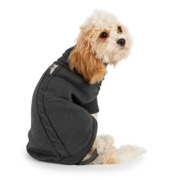 Ancol Cable Knit Roll Neck Grey Dog Jumper