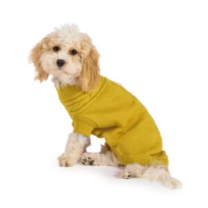 Ancol Mustard Cable Knit Harness Compatible Roll Neck Dog Jumper