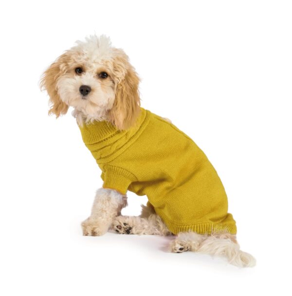 Ancol Mustard Cable Knit Harness Compatible Roll Neck Dog Jumper