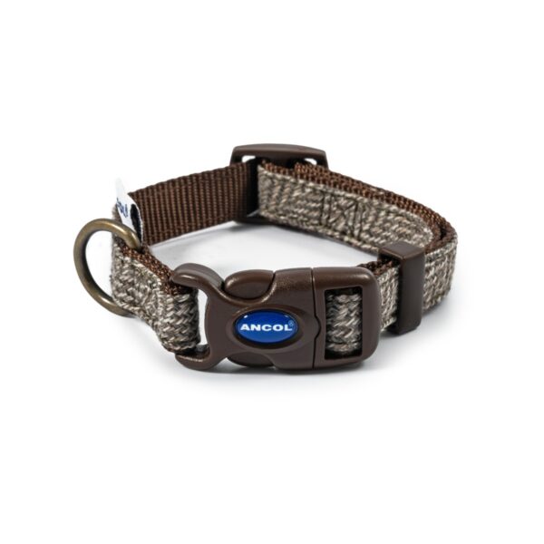 Ancol Taupe Herringbone Adjustable Tweed Dog Collar