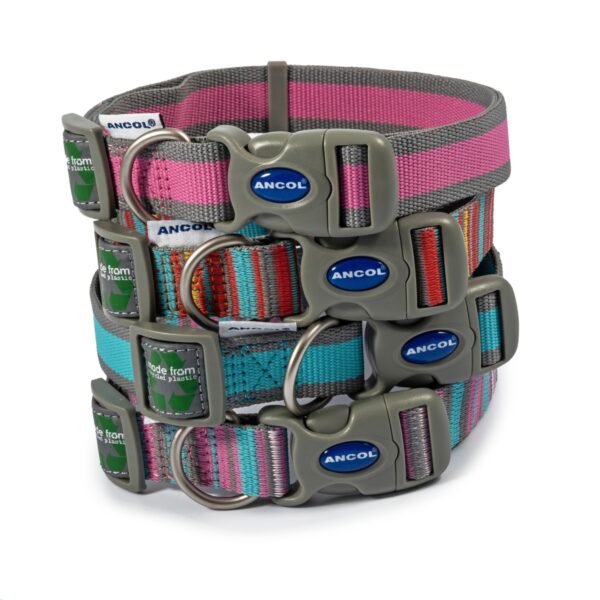 Ancol 'Made From' Blue and Grey Striped Dog Collar
