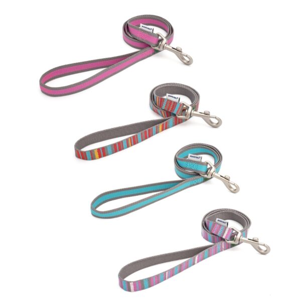 Ancol 'Made From' Pink and Grey Stripe Dog Lead