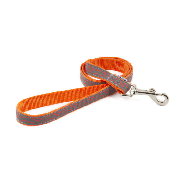Ancol Nylon Orange Bone Reflective Dog Lead