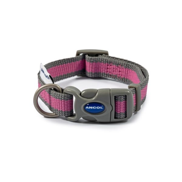 Ancol 'Made From' Pink and Grey Stripe Dog Collar