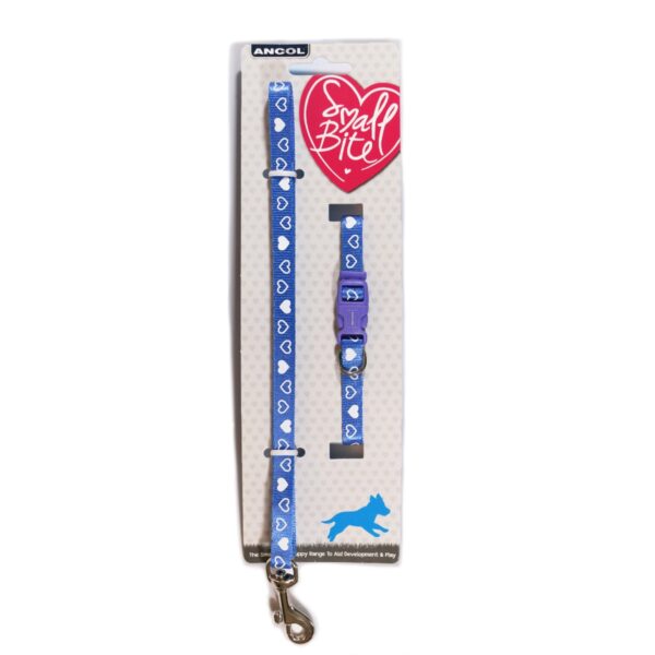 Ancol Blue Heart Puppy Collar and Lead Set