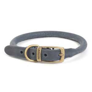 Blue Ancol Timberwolf Round Leather Buckle Dog Collar