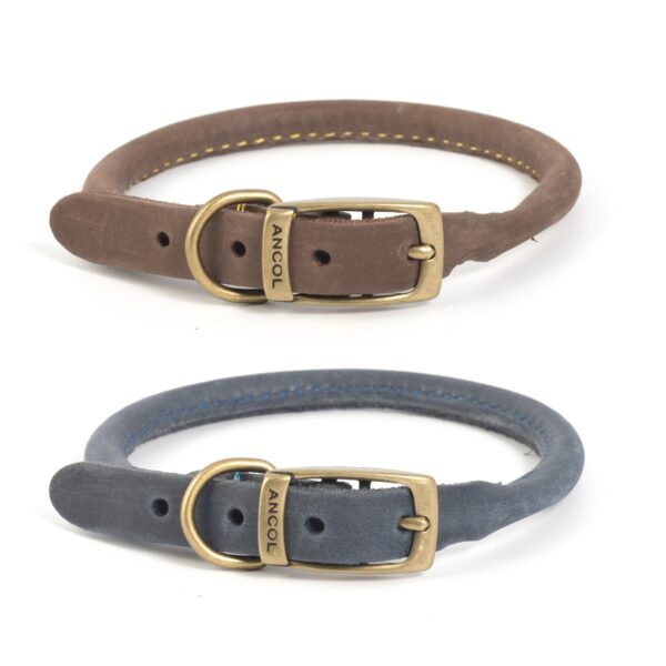 Sable Ancol Timberwolf Round Leather Buckle Dog Collar