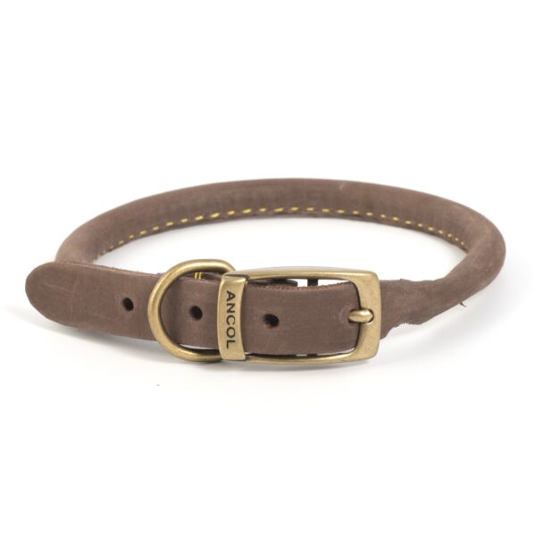 Sable Ancol Timberwolf Round Leather Buckle Dog Collar