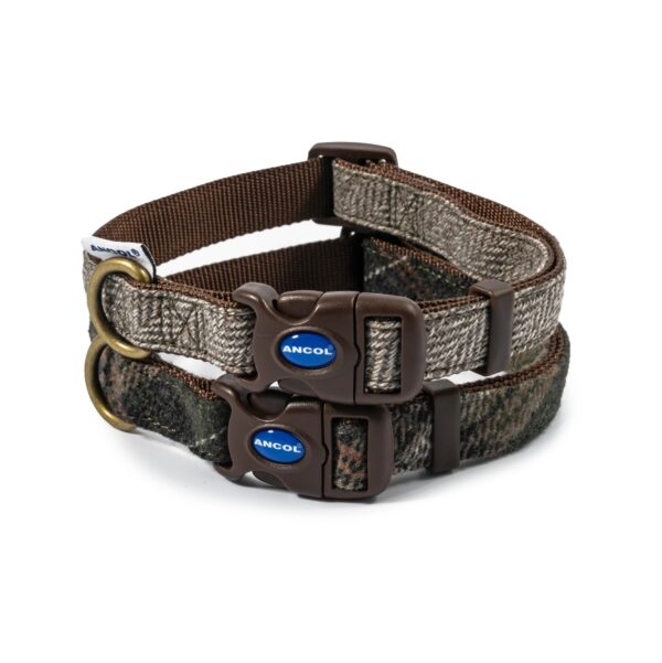 Ancol Country Check and herringbone Adjustable Tweed Dog Collars