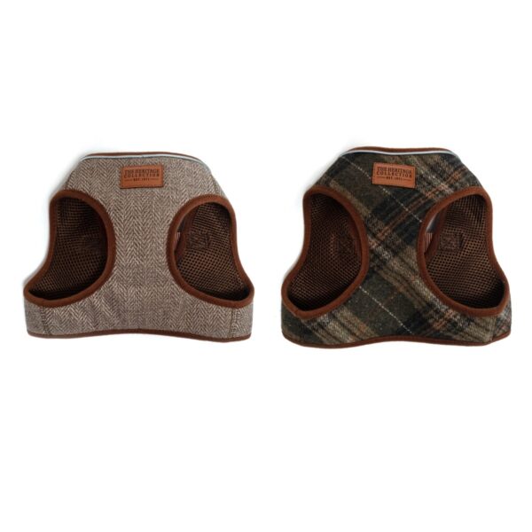 Ancol Taupe Herringbone and Green Check Step In Tweed Dog Harness
