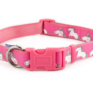 Ancol Nylon Adjustable Pink Unicorn Dog Collar