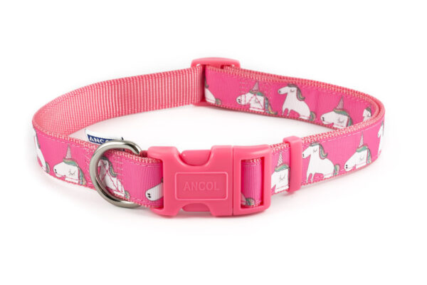 Ancol Nylon Adjustable Pink Unicorn Dog Collar