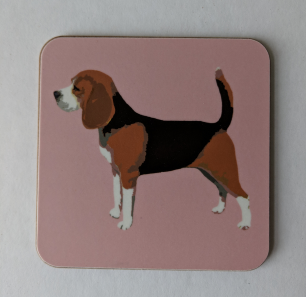 Pink Beagle Coaster by Betty Boyns
