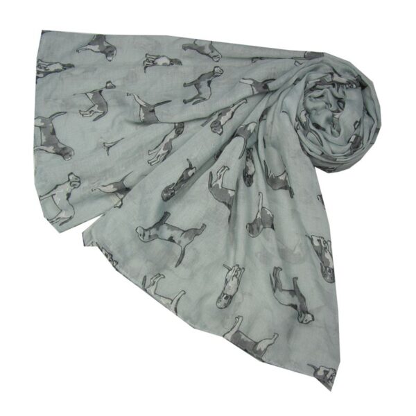A gorgeous Beagle dog print scarf in grey