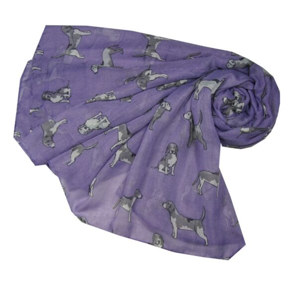 A gorgeous Beagle dog print scarf in purple