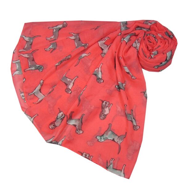 A gorgeous Beagle dog print scarf in red