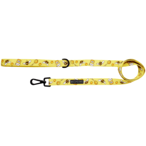 Yellow bee and honey pot print design 'Bee-Hiving' Dog Lead by Big & Little Dogs