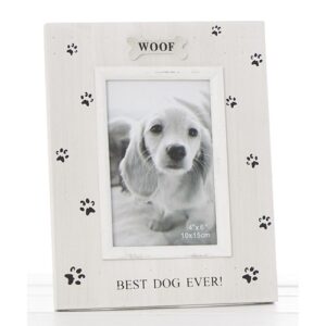 Pale Grey Wood Freestanding Dog Photograph Frame - Best Dog Ever