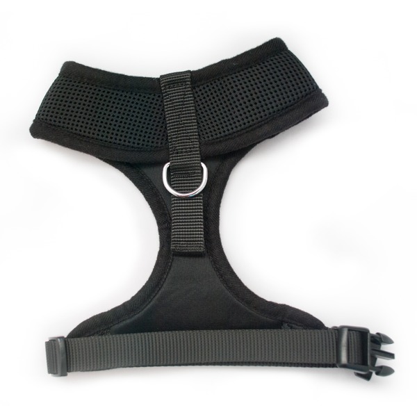 Back of Black Adjustable Padded Dog Harness by Wagytail