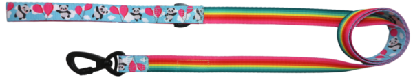 Big & Little Dogs 'Beary Cute' panda and rainbow print blue dog lead