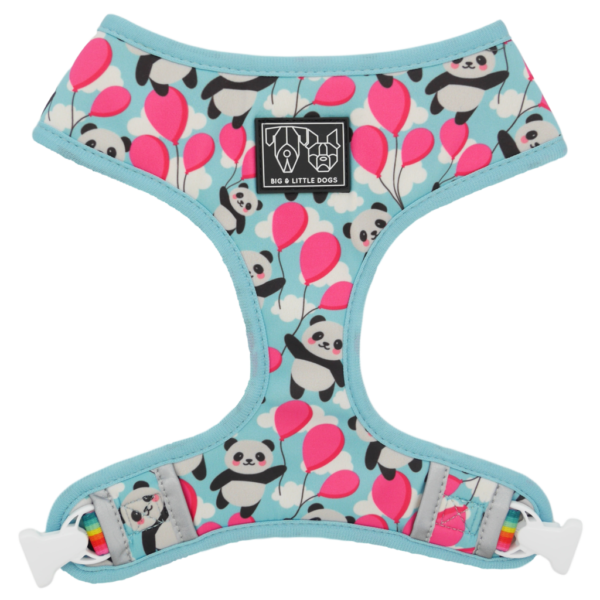 Big & Little Dogs 'Beary Cute' Panda and Rainbow Print Reversible Blue Dog Harness