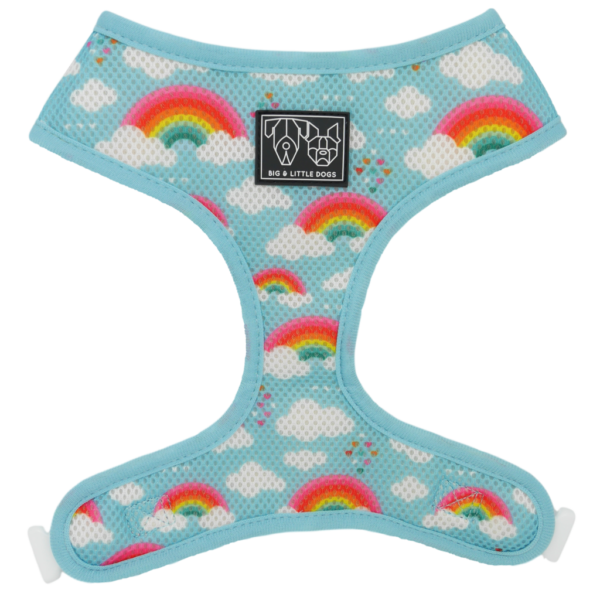 Big & Little Dogs 'Beary Cute' Panda and Rainbow Print Reversible Blue Dog Harness