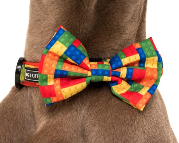 Big & Little Dogs 'Blocktastic' Lego Block Print Adjustable Red Dog Collar and Detachable Dog Bow Tie