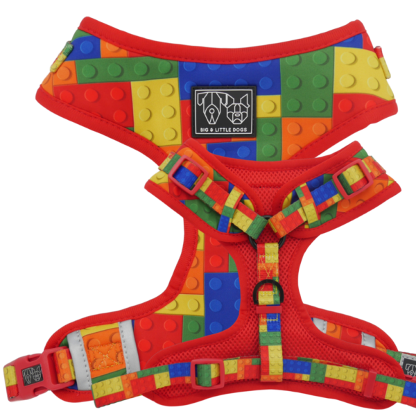 Big & Little Dogs 'Blocktastic' Lego Block Print Adjustable Red Dog Harness