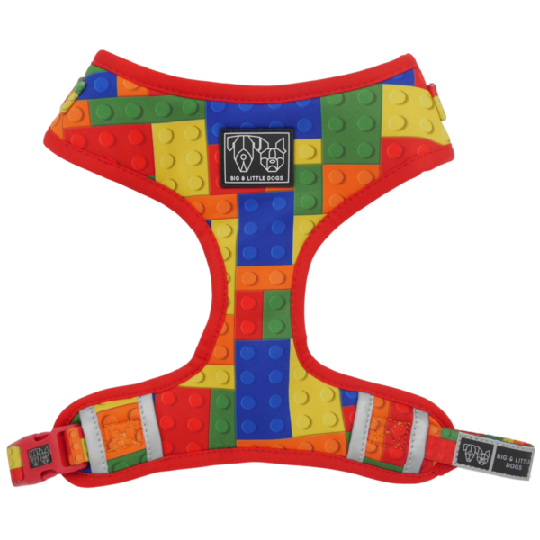 Big & Little Dogs 'Blocktastic' Lego Block Print Adjustable Red Dog Harness