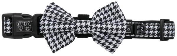 Big & Little Dogs 'Houndstooth Squad' Black and White Dog Collar and Detachable Bow Tie