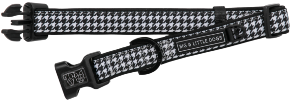 Big & Little Dogs 'Houndstooth Squad' Black and White Dog Collar and Detachable Bow Tie