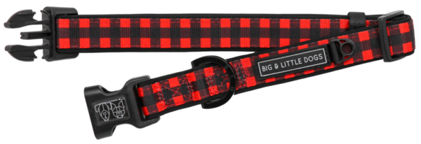 Big & Little Dogs 'Plaid to the Bone' Red and Black Plaid Adjustable Dog Collar and Detachable Dog Bow Tie