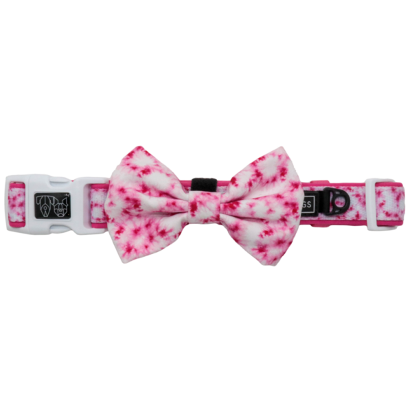 Big & Little Dogs Pink Tie Dye Dog Collar and Detachable Bow Tie
