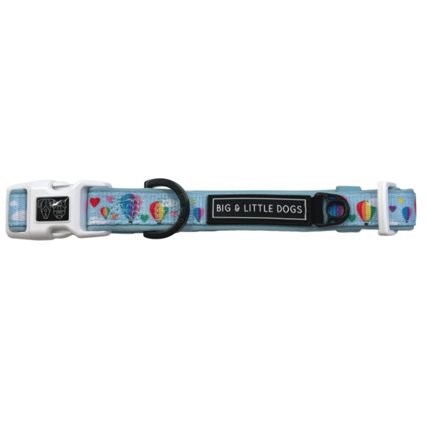 Big & Little Dogs 'Up, Up and Away' hot air balloon print Dog Collar and Detachable Bow Tie