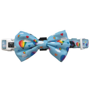 Big & Little Dogs 'Up, Up and Away' hot air balloon print Dog Collar and Detachable Bow Tie