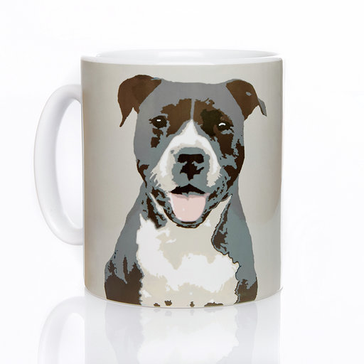 Stone Brown and White Staffie Mug by Betty Boyns