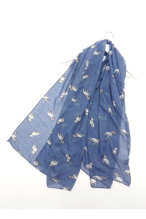 Denim Blue Bull terrier dog print scarf