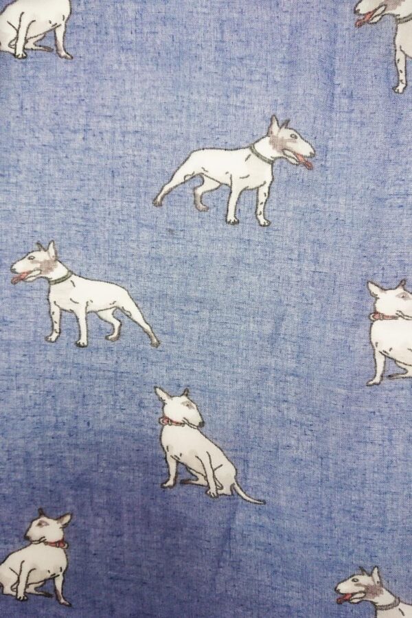 Denim Blue Bull terrier dog print scarf