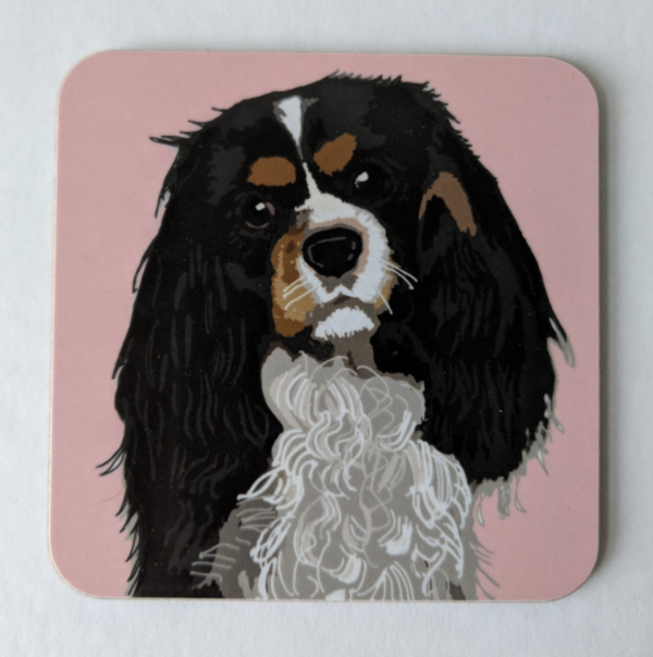 Pink Cavalier King Charles Spaniel Coaster by Betty Boyns