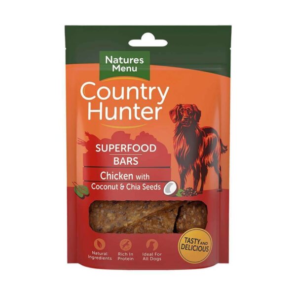 Natures Menu Country Hunter Superfood Bars Chicken with Coconut and Chia Seeds Dog Treat 100g