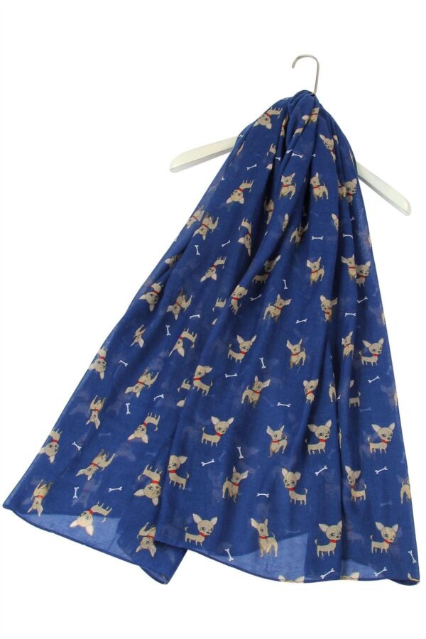 Blue Chihuahua and Bone Print Scarf