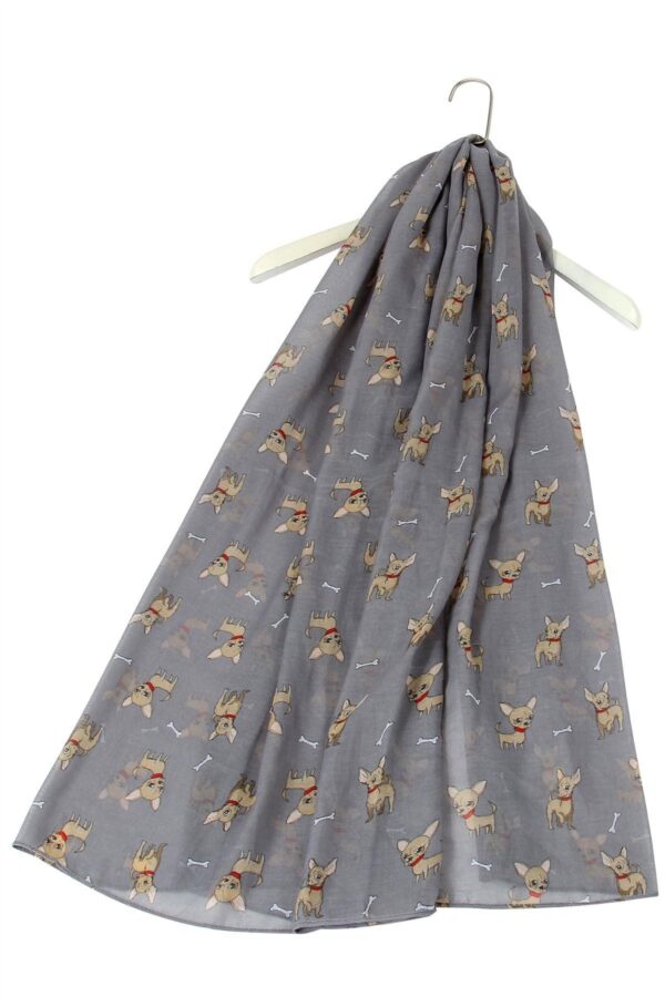 Grey Chihuahua and Bone Print Scarf