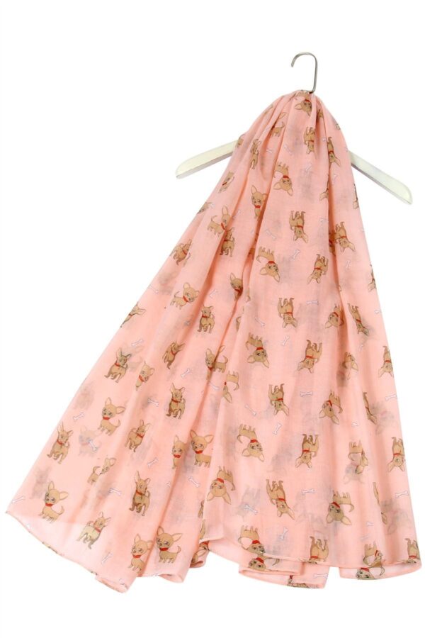 Pink Chihuahua and Bone Print Scarf