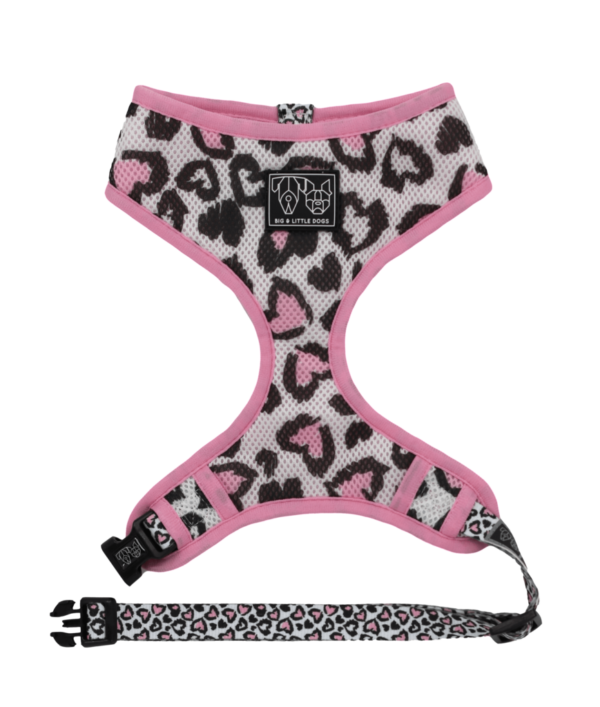 A love heart leopard print design 'Wild Love' Dog Harness by Big & Little Dogs