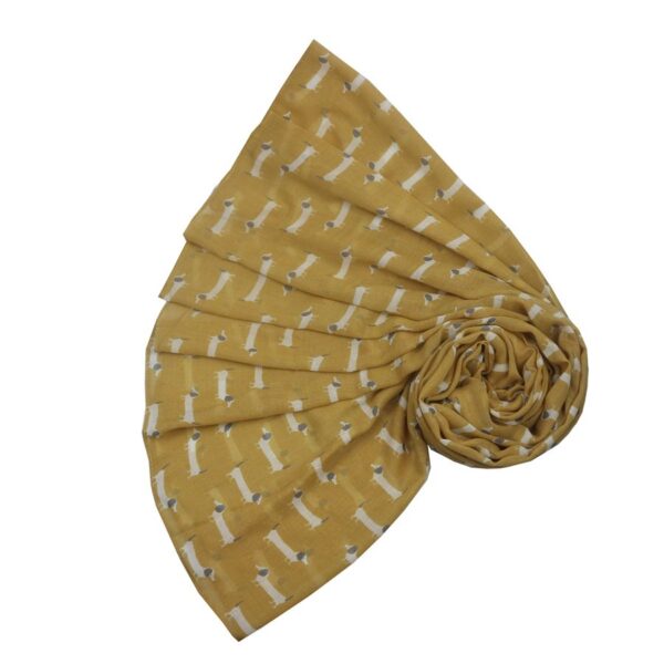 Cute Dachshund Print Scarf in Mustard