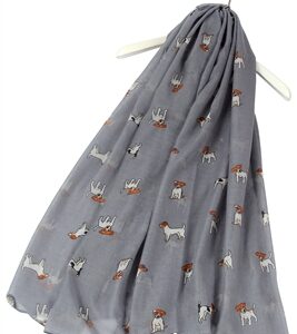 Cute Jack Russell Terrier dog print scarf in grey