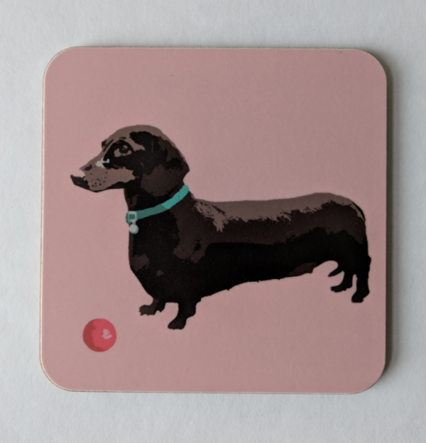 Pink Dachshund Coaster by Betty Boyns