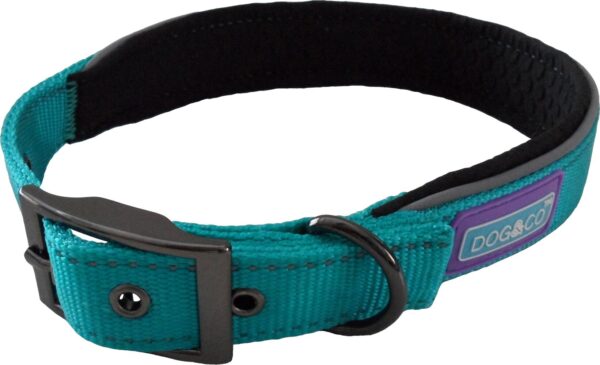 Dog & Co Blue Padded Reflective Buckle Dog Collar